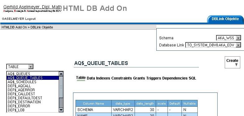 Objektdetailles Table